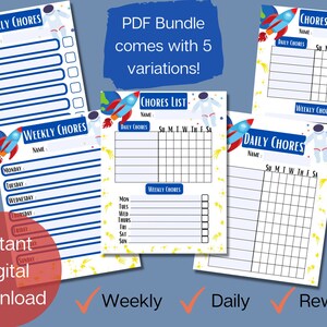 Chore Chart for Kids, Kids Chores, Editable PDF, Kids Chore Chart, Responsibility Chart, Chore Chart Printable, Instant Download, Modern