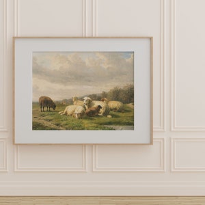 Resting Sheep in a Field Print | Vintage Art | Printable Digital - Etsy