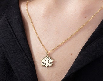 Sterling Silver Lotus Flower Necklace, 14K Gold Lotus Pendants, Birthday Gift For Her, Good Luck Necklace, Moms Gift, Best Mother's Day Gift