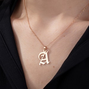 14K Gold Name Initial Necklaces For Women, 18K Gold Old English Font Letter Pendants, Personalized Jewelry For Women, Best Gift For Mothers