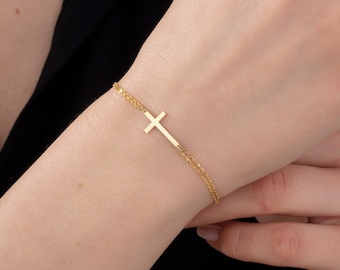 Kruisarmband voor vrouwen, religieuze sieraden, sierlijke gouden kruisarmband, cadeau voor haar
