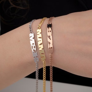 Silver Name Bracelets For Women, Personalized Jewelry For Mom, 14K Gold Gourmet Chain Name Bracelets, Gifts For Her, Best Gift For Mothers