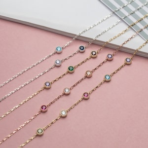 Sterling Silver Birthstone Bracelets, Custom Made Family Bracelets For Mother's, 14K Gold Spaced Birthstone Bracelet, Best Gifts For Mothers