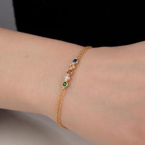 Mothers Family Birthstone Bracelets, Personalized Gifts For Mom, 14K Gold Custom Made Birthstone Bracelet, Moms Gift, Best Gift For Mothers
