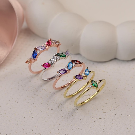 Rose Gold Ring Personalized Rings For Mom Mothers Ring With