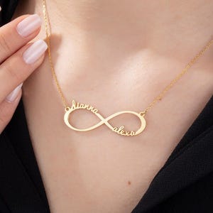 Silver Eternity Name Necklace, Personalized Gifts, Gold Plated Infinity Name Pendant, Multiple Family Name Necklaces, Best Gift For Mothers