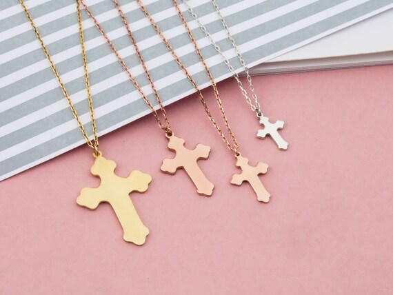 thumbnail image 2 of Aazon.co: HOBATS Cross Necklace 14K Gold Cross Necklaces For Woen 2 of 14