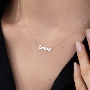 18K Solid Gold Dainty Name Necklaces, 14K Gold Name Pendants, Personalized Gifts For Mom, Anniversary Gift For Women, Best Gift For Mothers