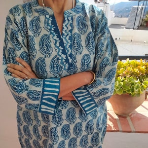 Organic tunic,indigo tunic,resort wear,summer tunic,mothers day gift,gifts for her,summer tunic,cotton kurti,beach wear,swim cover up