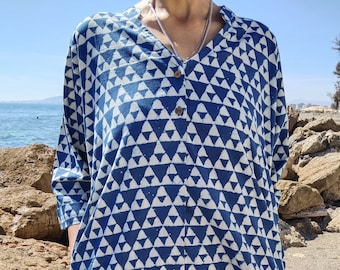 indigo tunic,organic tunic,gifts for her,resort wear,mother's day gift,mom Postpartum gift,boho tunic,cotton tunic,indigo tunic, blockprint