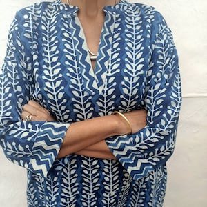 Baumwolle Tunika,Bio Tunika,Indigo Tunika,Geschenke für Sie,Resort tragen,Baumwollkurti,Sommerkurti,Muttertagsgeschenk,Boho Top
