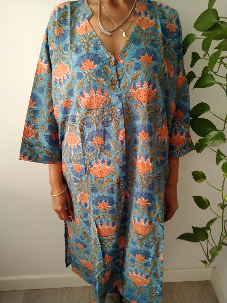 Übergröße Tunika, Tunika, Baumwollkleid, Geschenke für sie, Loungewear, Resort tragen, Umstandskleid, Mutter nach der Geburt Geschenk, Boho Kleid, Baumwollkleid Bild 5