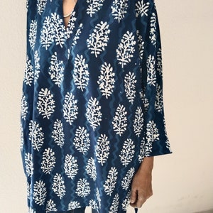 Rayon Tunika,Indigo Tunika,Bio Tunika,Geschenke für sie,Resortkleidung,Muttertagsgeschenk,Geschenk nach der Geburt,Strandkleidung,Swim Cover Up,Boho Tunika Bild 6