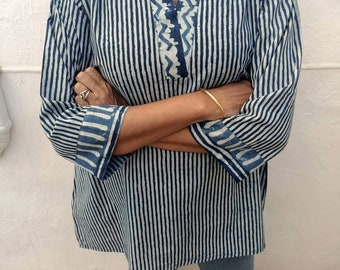 Indigo striped tunic