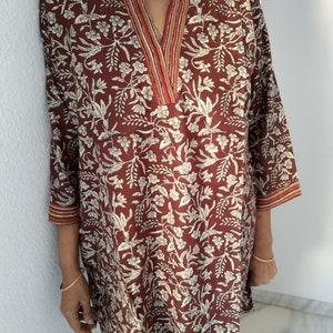 tunica di cotone, kurti indiano, kurti di cotone, regali per lei, abbigliamento da resort, loungewear, tunica estiva, top boho, regalo per la festa della mamma, regalo postpartum per mamma, boho immagine 7