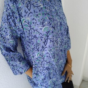 tunique en coton, kurti à imprimé bloc, cadeaux pour elle, tunique d'été, cadeau post-partum pour maman, tunique bohème, maillot de bain, image 3
