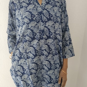 Indigo Tunika,Geschenk für sie,Sommer Tunika,kurti,blockprint Tunika,Geschenk für sie nach der Geburt,