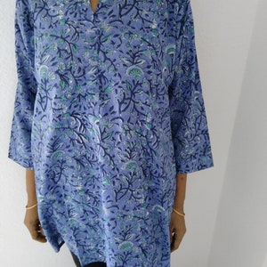 cotton tunic,block print kurti,gifts for her,summer tunic,mom postpartum gift,boho tunic,swim cover up, image 6