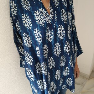 Rayon Tunika,Indigo Tunika,Bio Tunika,Geschenke für sie,Resortkleidung,Muttertagsgeschenk,Geschenk nach der Geburt,Strandkleidung,Swim Cover Up,Boho Tunika Bild 4