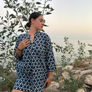 indigo kurti,indigo Tunika,Bio Tunika,Geschenke für sie,Mama Postpartum Geschenk,Boho Tunika,Baumwoll Kurti,Beachwear,Mama Postpartum Geschenk,Boho Tunika