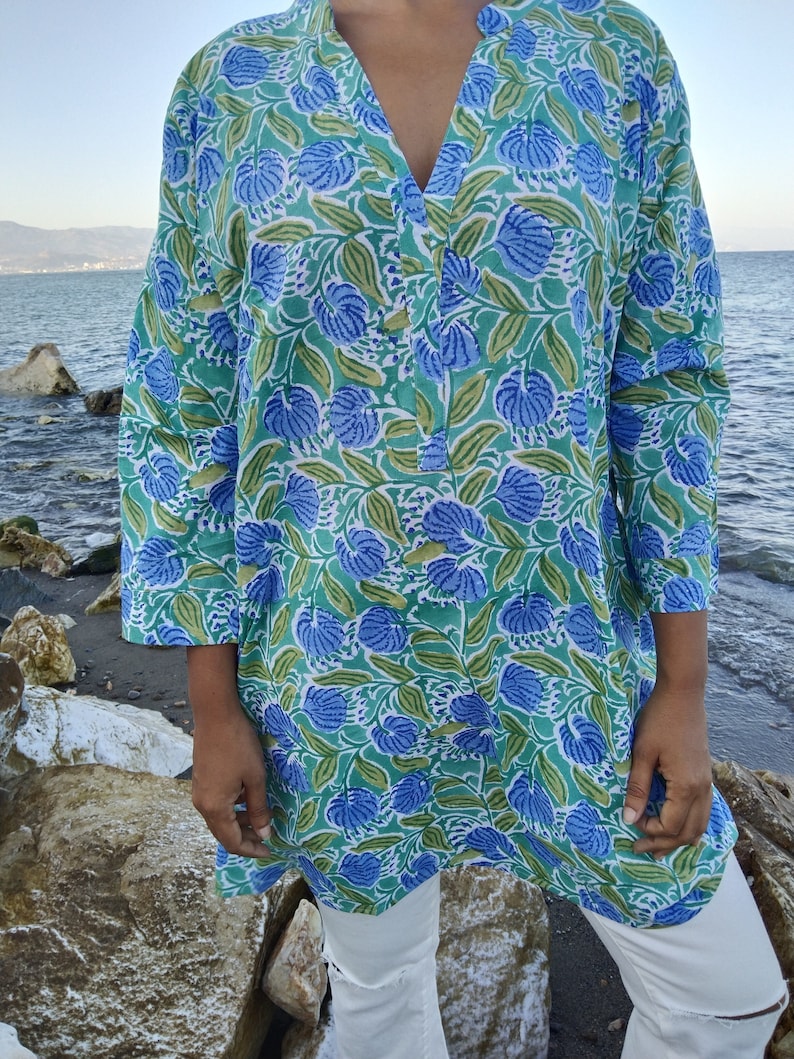 Boho Tunika,Resort tragen,Strandkleidung,Mama Postpartum Geschenk,Baumwolle Kurti,Boho Tunika,Geschenke für Sie,Sommer Top, Brautjungfern Geschenke,Boho Bild 1