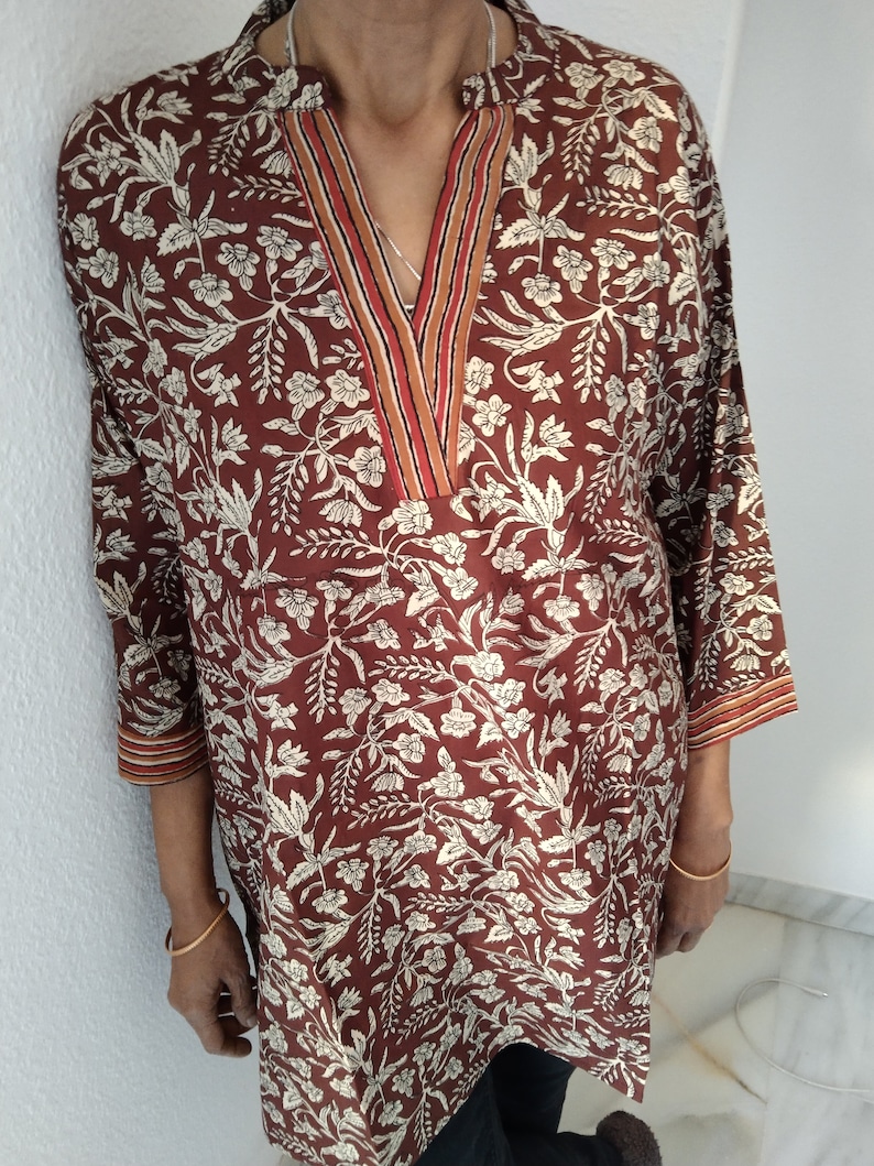 tunica di cotone, kurti indiano, kurti di cotone, regali per lei, abbigliamento da resort, loungewear, tunica estiva, top boho, regalo per la festa della mamma, regalo postpartum per mamma, boho immagine 10