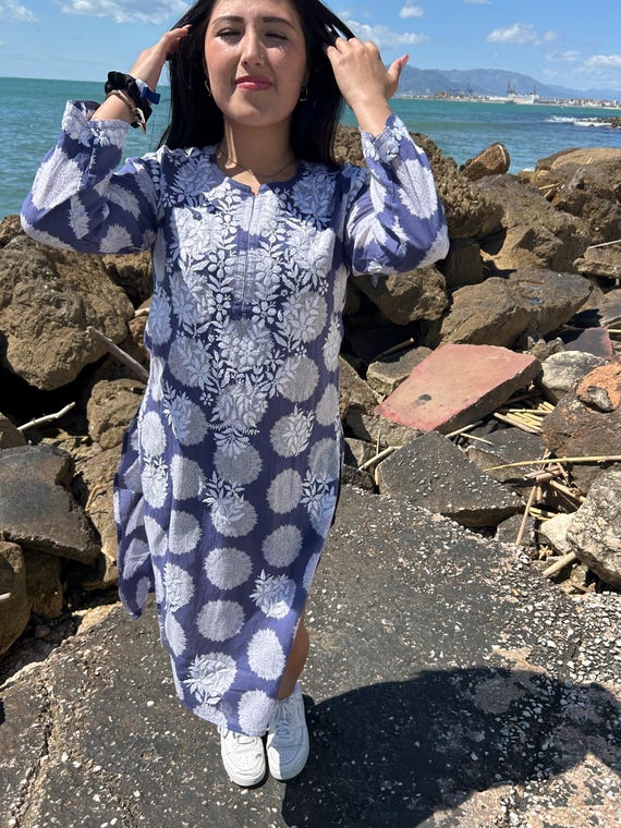 Top ricamato a mano, tunica in cotone, regali per lei