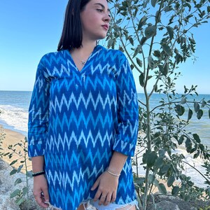 Ikkat Tunika,Geschenke für sie,Baumwolle Tunika,Tunika,Baumwolle Kurti,Resort tragen,Boho Tunika,Mama Postpartum Geschenk,Baumwolle vertuschen,Baumwollhemd