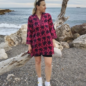 Baumwoll Tunika, Geschenke für sie,Resort Wear, Loungewear, Bademode, Swim Cover Up, Muttertagsgeschenk, Mama Postpartum Geschenk, indisches kurti,Baumwoll kurti,