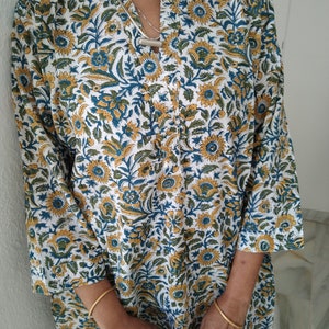 Baumwolle Tunika,Geschenke für sie,Resort Wear, Loungewear, Bademode, Indische Kurzarm Tunika, Boho Tunika, Baumwolltunika, Tunika nach der Geburt