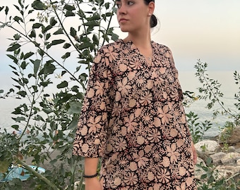 cotton tunic,gifts for her,cotton tunic,tunica,cotton kurti,resort wear,boho tunic,mom postpartum gift,cotton cover up,Cotton shirt