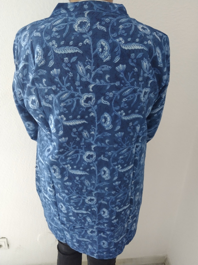 tunique en coton, tunique bohème, tunique d'été, cadeaux pour elle, cadeau post-partum pour maman, kurti indien, kurti blockprint, kurti en coton, tunique, cadeaux pour elle, bohème image 3