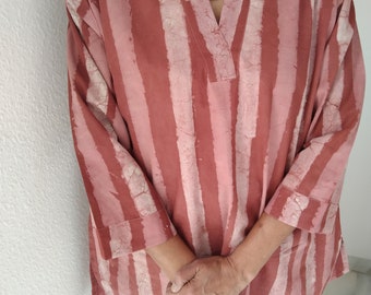 túnica de algodón, ropa de resort, túnica de verano, túnica con estampado de bloques, regalo del día de la madre, regalo posparto de mamá, ropa de playa, cubierta de baño, túnica boho, top natural