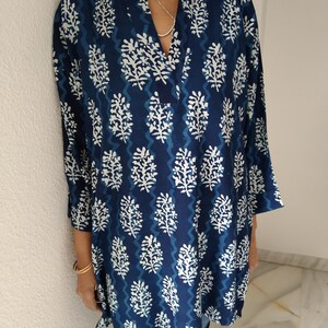 Rayon Tunika,Indigo Tunika,Bio Tunika,Geschenke für sie,Resortkleidung,Muttertagsgeschenk,Geschenk nach der Geburt,Strandkleidung,Swim Cover Up,Boho Tunika Bild 5