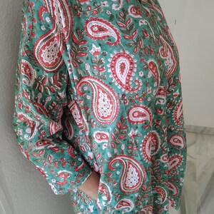 tunique cachemire verte, haut en coton, tunique d'été, vêtements de plage, tunique bohème, kurti indienne, kurti en coton, cadeau post-partum pour maman, image 2