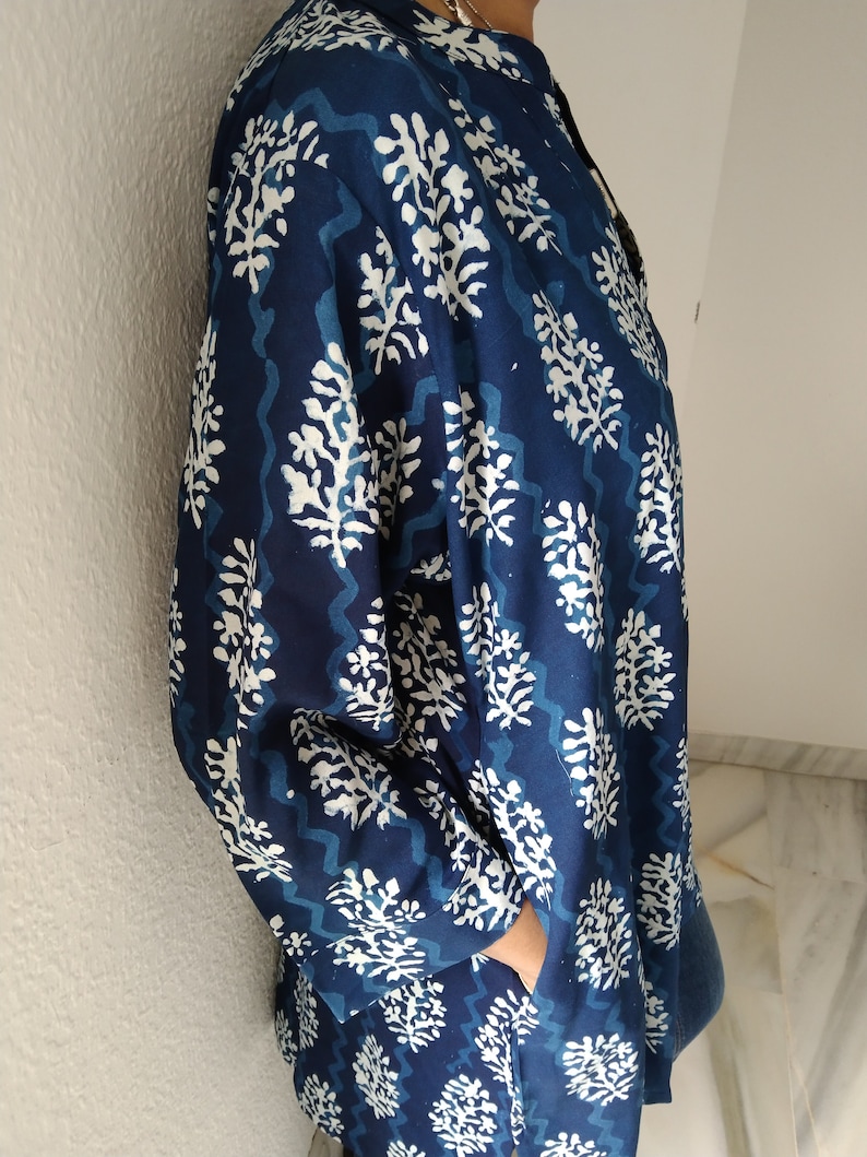 Rayon Tunika,Indigo Tunika,Bio Tunika,Geschenke für sie,Resortkleidung,Muttertagsgeschenk,Geschenk nach der Geburt,Strandkleidung,Swim Cover Up,Boho Tunika Bild 2