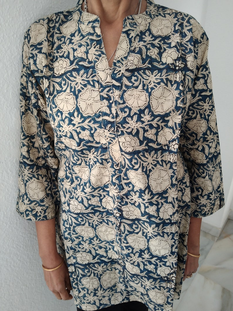 tunique en coton, cadeaux pour elle, kurti indienne, tunique en coton, vêtements d'intérieur, cadeau post-partum pour maman, tunique bohème, tunique, haut en coton, tunique de tous les jours, tenues de plage image 3