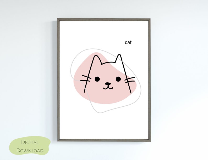 Modern Cat Print Line Drawing Instant Art Printable Wall Etsy