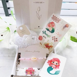 Mermaid Gift Box: Ocean Charm Bracelet, Hair Scrunchie & Stickers