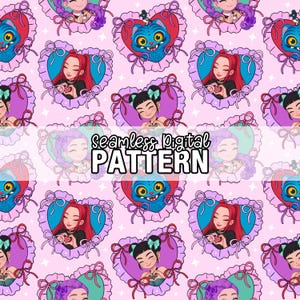Huntrix Inspired Seamless Pattern | KPop Hunters Seamless Pattern | Demon Hunters Pattern | KPop Sublimation | Kpop Valentine's Day