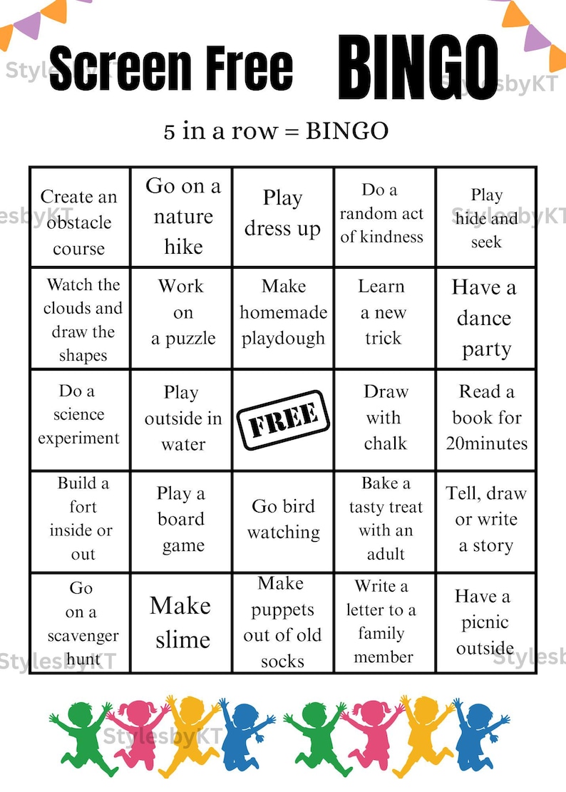 Screen Free Bingo for Kids, Games for Kids, Children's Bingo, Outdoor ...