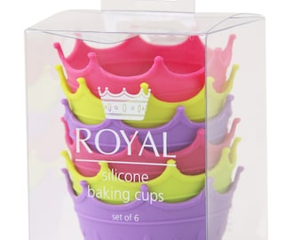 6 Royal Baking Cupcake Cup • Dishwasher Safe • Crown themed • Birthday Parties • Food Grade Silicone • Gift • Safe for Baking • Crown