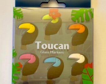 Toucan Wine Charms • Holiday Gift • Party • Dishwasher Safe • Wine Marker • Tea Marker • Food Grade Silicone • Gift for Her or Him