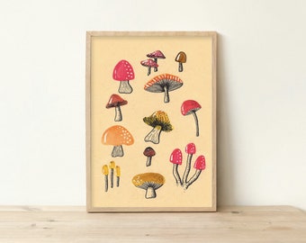 Watercolor Mushrooms (Print)