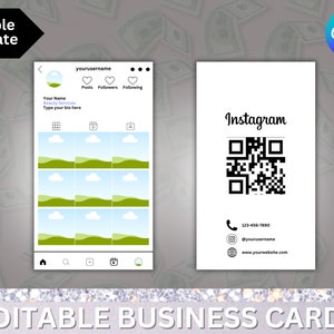 Instagram Business Cards, DIY Canva Business Card Template Design, IG Influencer Cards, Small Business Digital Cards, Premade Business Cards