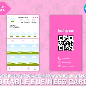 Instagram Business Cards, DIY Canva Business Card Template Design, IG Influencer Cards, Small Business Digital Cards, Premade Business Cards