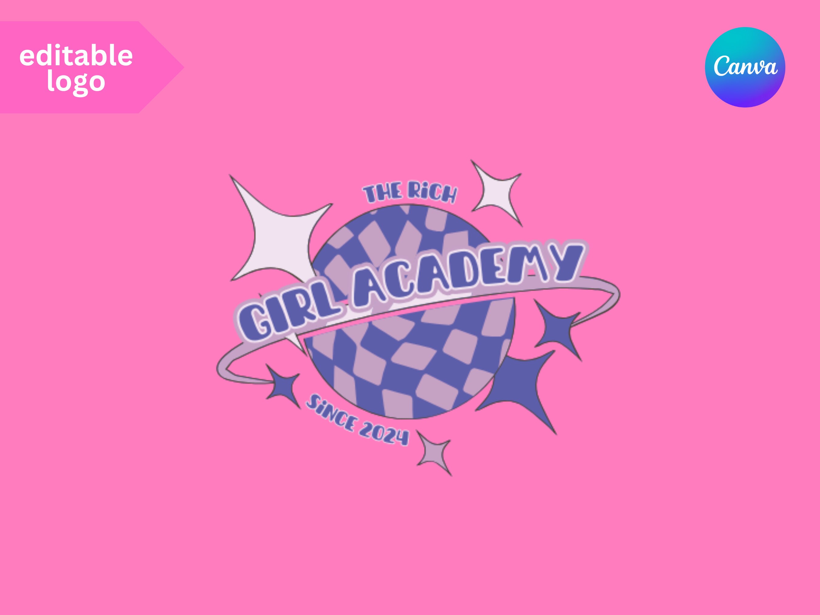 Beauty Logo, DIY Logo Design Template, Retro Logo, Pink Logo, Premade ...
