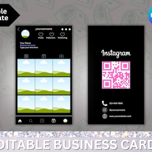 Instagram Business Cards, DIY Canva Business Card Template Design, IG Influencer Cards, Small Business Digital Cards, Premade Business Cards