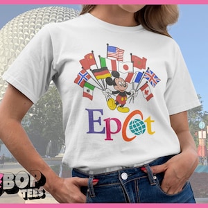 Epcot Shirt Mickey Flags of Nations Vintage 90's Style WDW Unisex Tee
