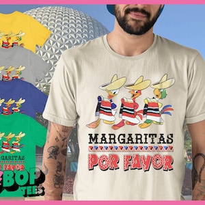 Margaritas Por Favor The Three Cabelleros Epcot Vintage Style WDW Mexico Drinking Around the World, Vintage Epcot Unisex Tee